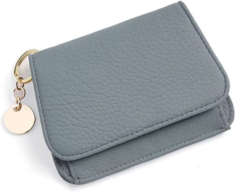 Mudono Small Wallet for Women RFID Blocking Genuine Leather Card Case Slim Tri-Fold Wallet with Zipper Pocket and Keychain - Image 1